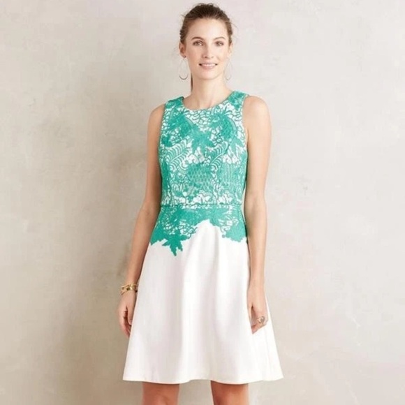 NWT Moulinette Soeures Women’s Arbor Dress in Green and Cream size 12 - Picture 1 of 12